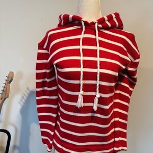 Talbots Red and White Striped Hoodie
